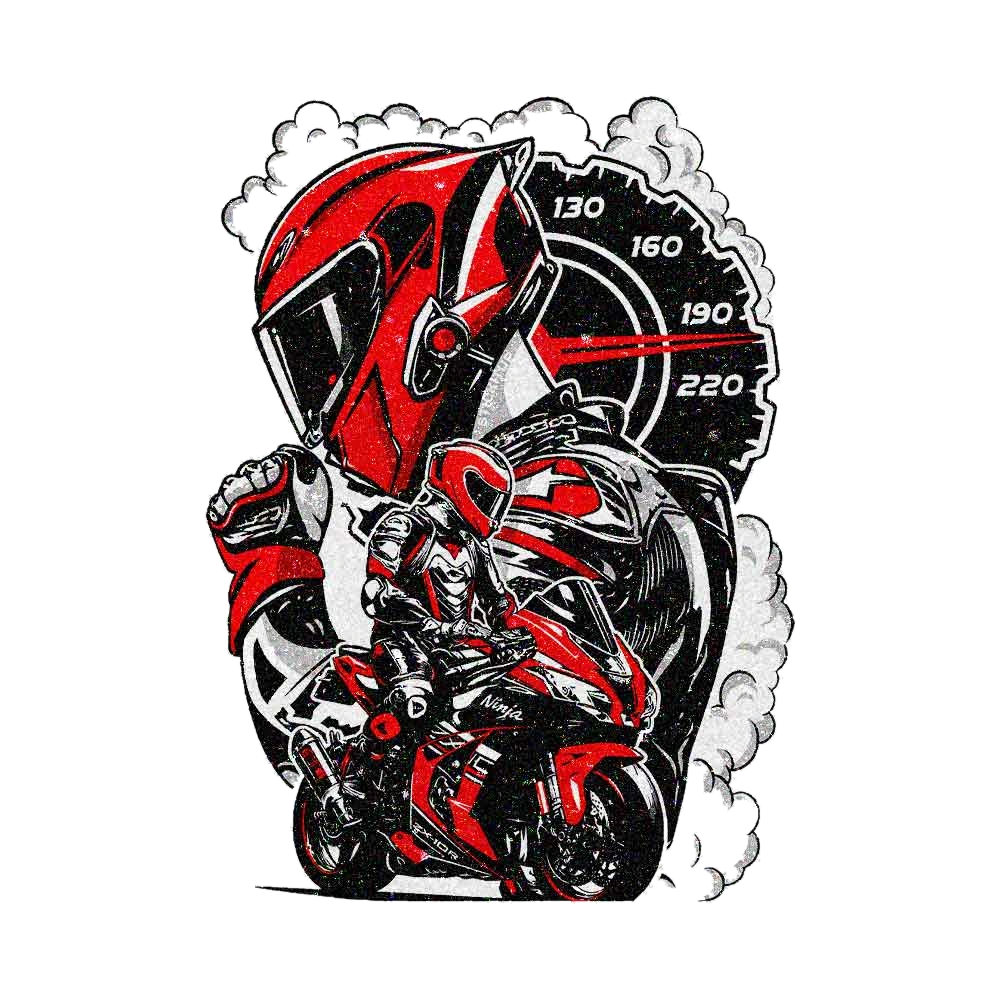 Red Sportbike Speedometer Glitter Sticker